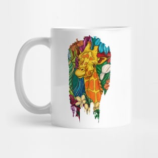 Colorful giraffe with tropical flowers Mug